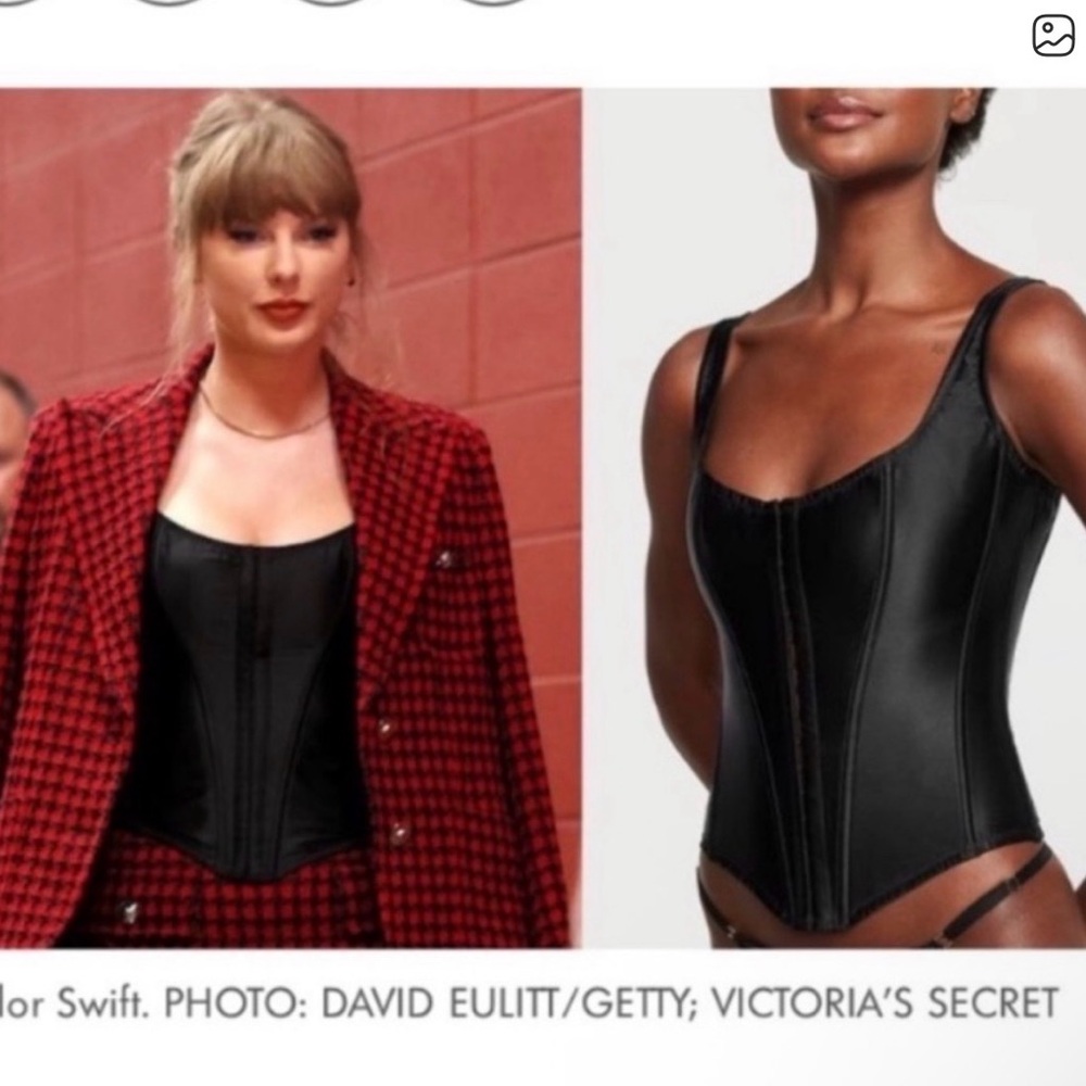 victoria secret the classic corset set black